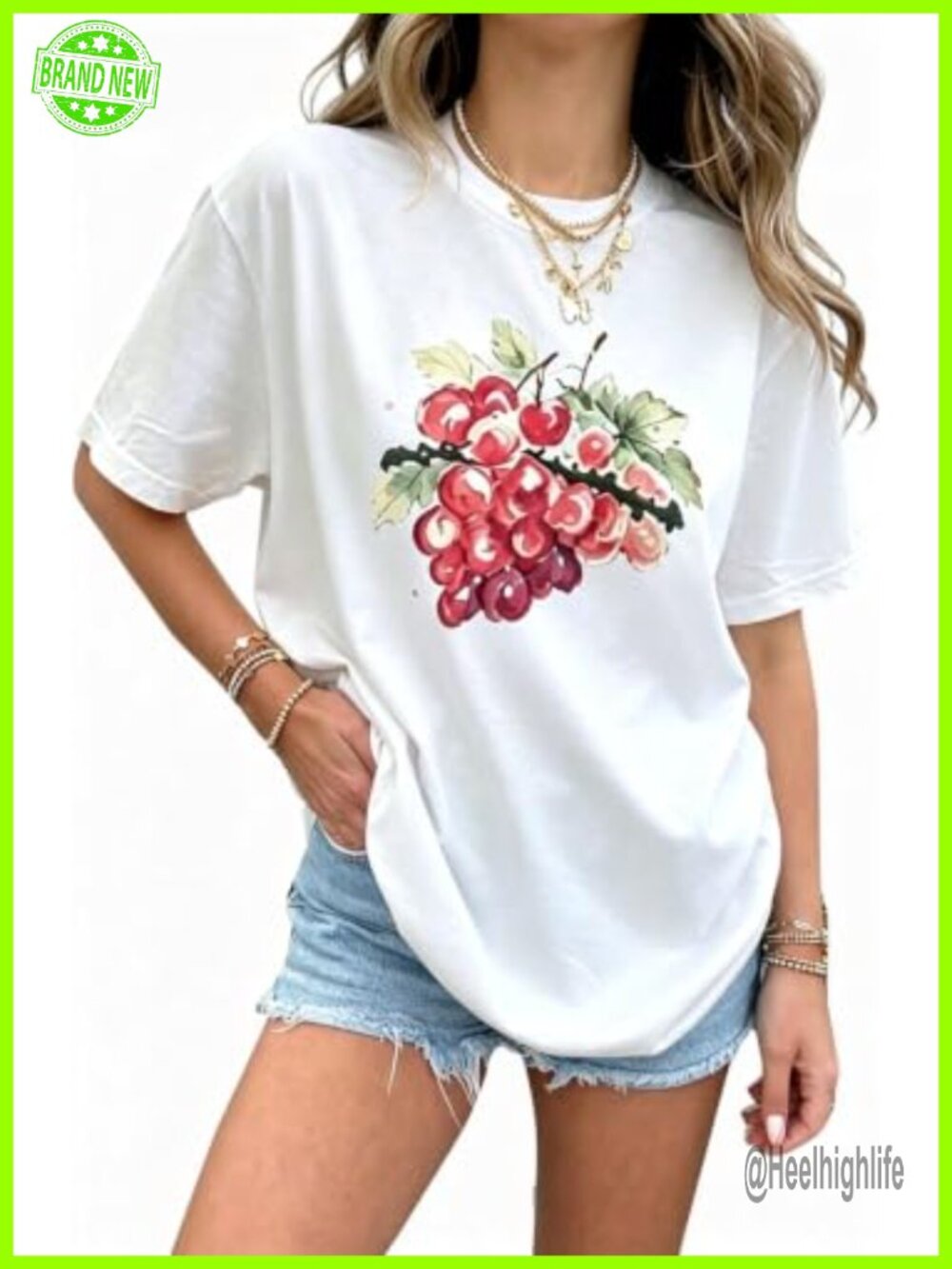 Oversized Cotton Crewneck Short Sleeve Graphic Tee Summer Casual Top